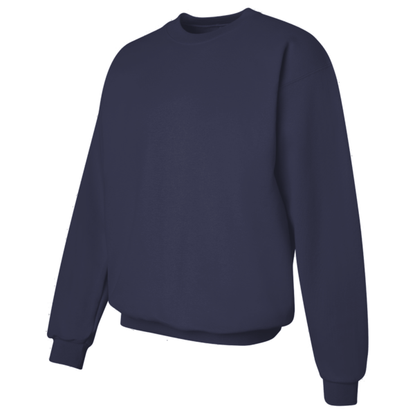 Hanes Unisex Ultimate Cotton® Crewneck Sweatshirt, Navy, Left Sleeve view