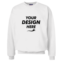Hanes Unisex Ultimate Cotton® Crewneck Sweatshirt, White, Front view, Mockup