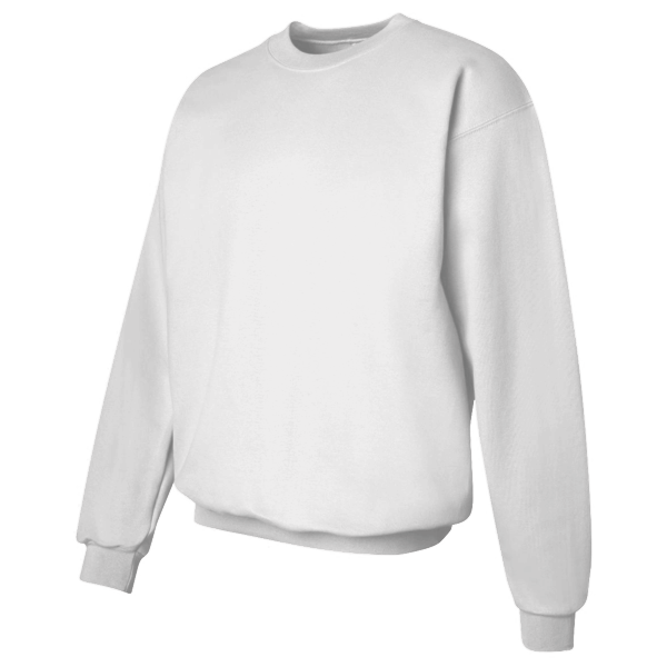 Hanes Unisex Ultimate Cotton® Crewneck Sweatshirt, White, Left Sleeve view