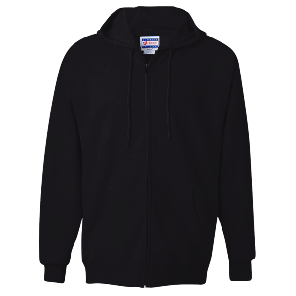 Hanes Unisex Ultimate Cotton® Full-Zip Hooded Sweatshirt, Black, Front view