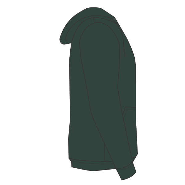 Hanes Unisex Ultimate Cotton® Full-Zip Hooded Sweatshirt, Deep Forest, Right Sleeve (Long) view