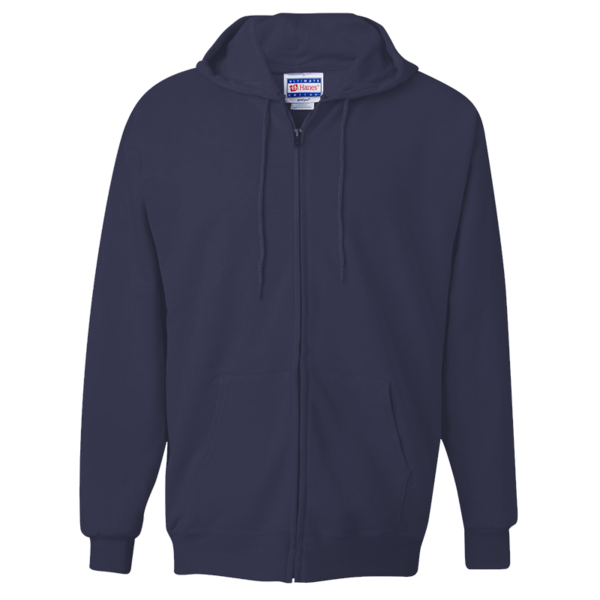 Hanes Unisex Ultimate Cotton® Full-Zip Hooded Sweatshirt, Navy, Front view