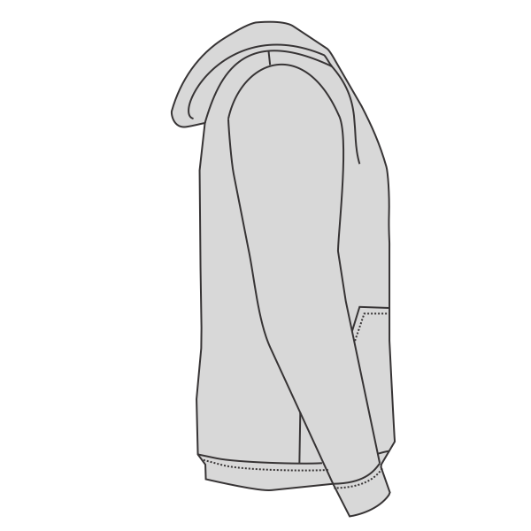 Hanes Unisex Ultimate Cotton® Hooded Sweatshirt, Ash, Right Sleeve (Long) view