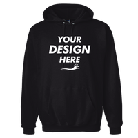 Hanes Unisex Ultimate Cotton® Hooded Sweatshirt, Black, Front view, Mockup