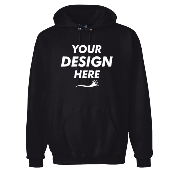 Hanes Unisex Ultimate Cotton® Hooded Sweatshirt, Black, Front view, Mockup
