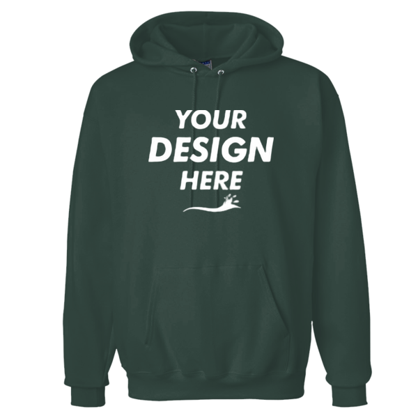 Hanes Unisex Ultimate Cotton® Hooded Sweatshirt, Deep Forest, Front view, Mockup