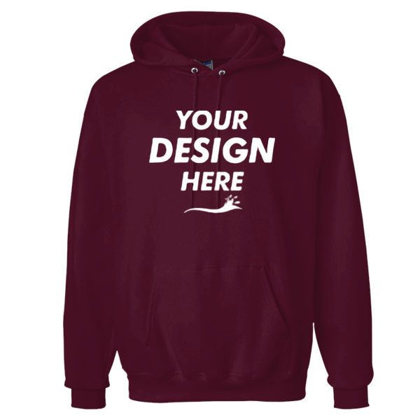 Hanes Unisex Ultimate Cotton® Hooded Sweatshirt, Maroon, Front view, Mockup
