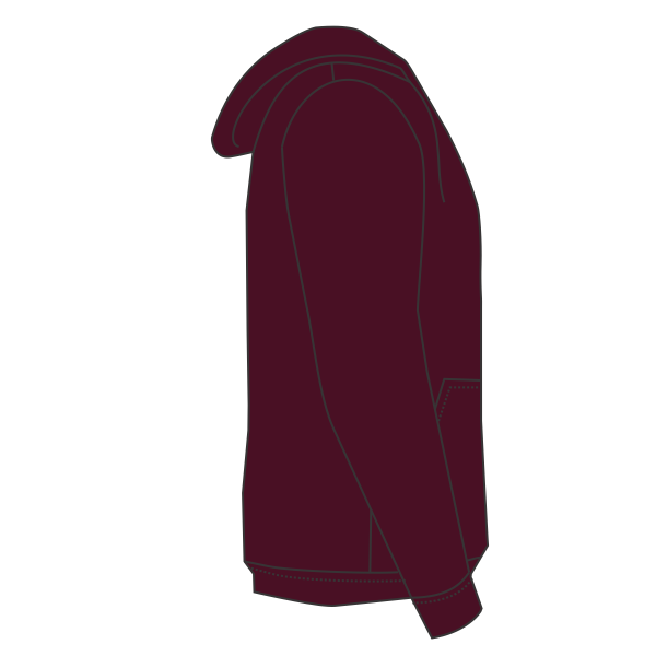 Hanes Unisex Ultimate Cotton® Hooded Sweatshirt, Maroon, Right Sleeve (Long) view