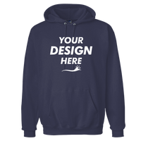 Hanes Unisex Ultimate Cotton® Hooded Sweatshirt, Navy, Front view, Mockup