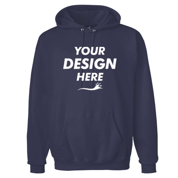 Hanes Unisex Ultimate Cotton® Hooded Sweatshirt, Navy, Front view, Mockup