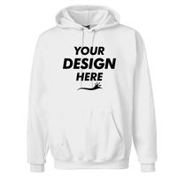 Hanes Unisex Ultimate Cotton® Hooded Sweatshirt, White, Front view, Mockup