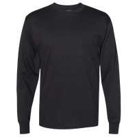 Hanes Unisex Workwear Long Sleeve Pocket T-Shirt, Black, Front view