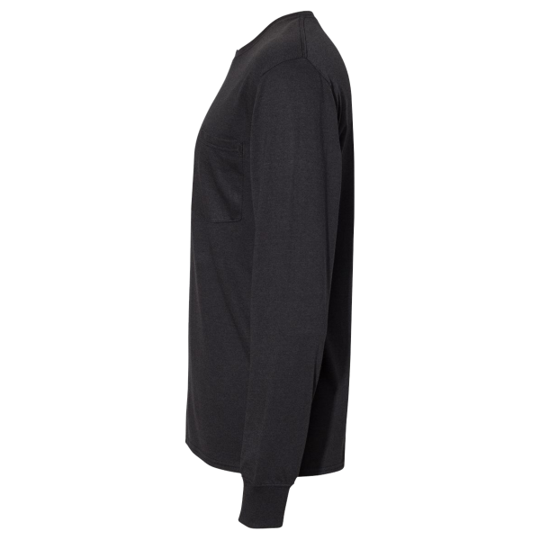 Hanes Unisex Workwear Long Sleeve Pocket T-Shirt, Black, Left Sleeve view