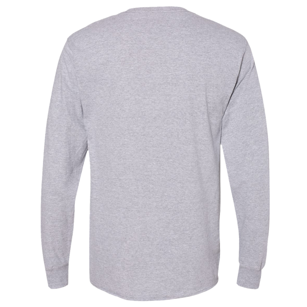 Hanes Unisex Workwear Long Sleeve Pocket T-Shirt, Light Steel, Back view