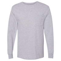 Hanes Unisex Workwear Long Sleeve Pocket T-Shirt, Light Steel, Front view