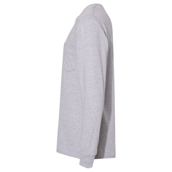 Hanes Unisex Workwear Long Sleeve Pocket T-Shirt, Light Steel, Left Sleeve view