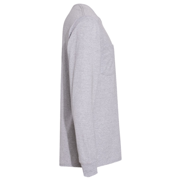 Hanes Unisex Workwear Long Sleeve Pocket T-Shirt, Light Steel, Right Sleeve view