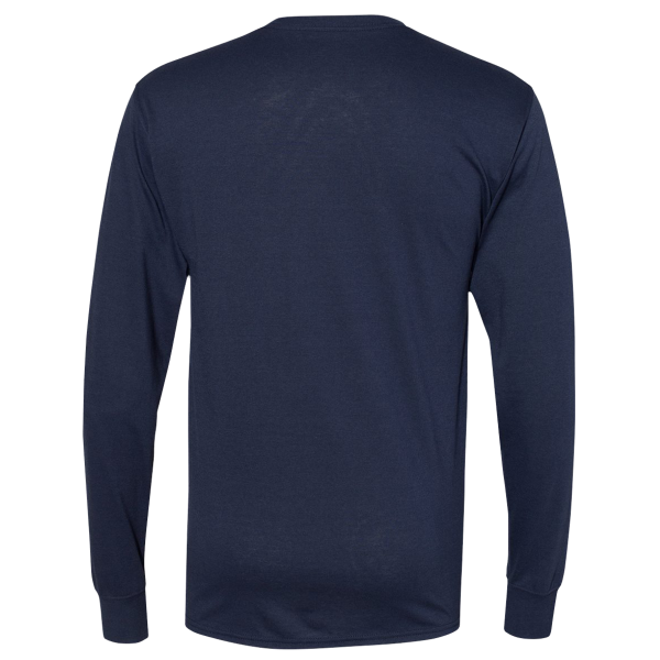Hanes Unisex Workwear Long Sleeve Pocket T-Shirt, Navy, Back view