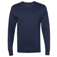 Hanes Unisex Workwear Long Sleeve Pocket T-Shirt, Navy, Front view