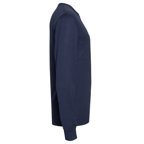 Hanes Unisex Workwear Long Sleeve Pocket T-Shirt, Navy, Right Sleeve view