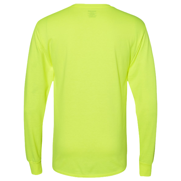 Hanes Unisex Workwear Long Sleeve Pocket T-Shirt, Safety Green, Back view