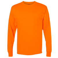 Hanes Unisex Workwear Long Sleeve Pocket T-Shirt, Safety Orange, Front view