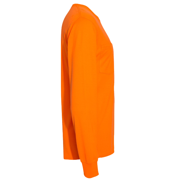 Hanes Unisex Workwear Long Sleeve Pocket T-Shirt, Safety Orange, Right Sleeve view
