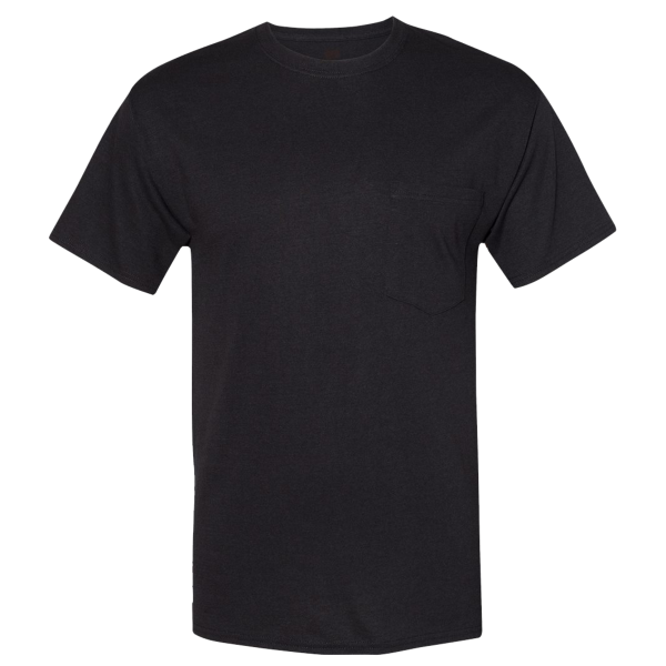 Hanes Unisex Workwear Pocket T-Shirt, Black, Front view