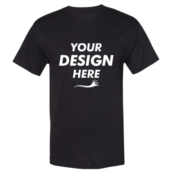 Hanes Unisex Workwear Pocket T-Shirt, Black, Front view, Mockup