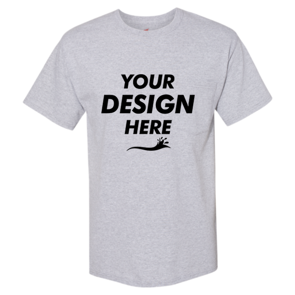 Hanes Unisex Workwear Pocket T-Shirt, Light Steel, Front view, Mockup