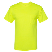 Hanes Unisex Workwear Pocket T-Shirt, Safety Green, Front view