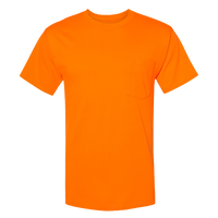 Hanes Unisex Workwear Pocket T-Shirt, Safety Orange, Front view
