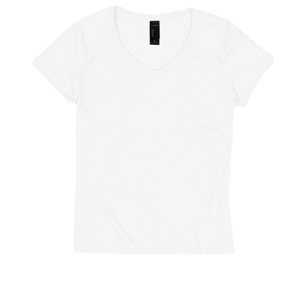 Hanes Women's Perfect-T Triblend V-Neck T-Shirt, Eco White, Front view