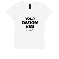 Hanes Women's Perfect-T Triblend V-Neck T-Shirt, Eco White, Front view, Mockup