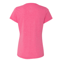 Hanes Women's Perfect-T Triblend V-Neck T-Shirt, Jazzberry Pink Triblend, Back view