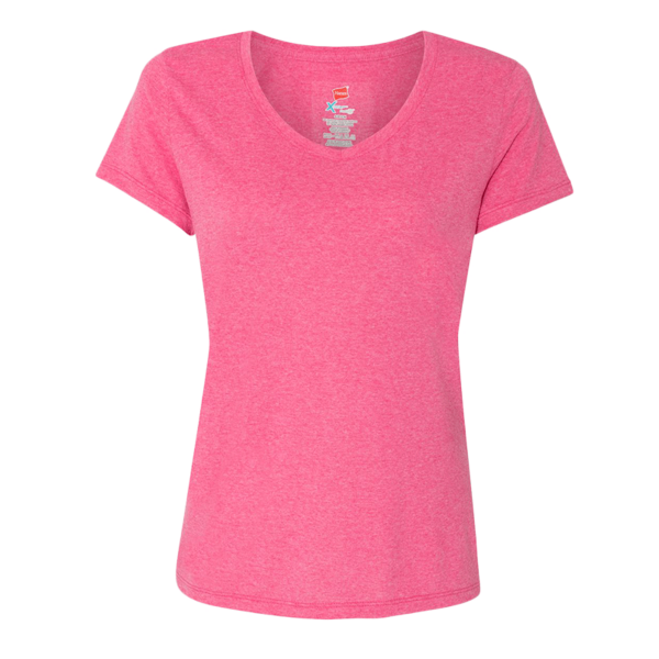 Hanes Women's Perfect-T Triblend V-Neck T-Shirt, Jazzberry Pink Triblend, Front view