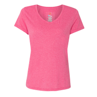 Hanes Women's Perfect-T Triblend V-Neck T-Shirt, Jazzberry Pink Triblend, Front view