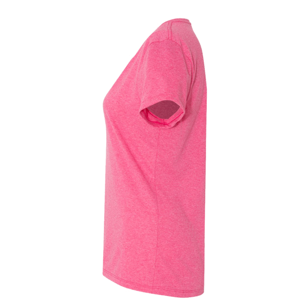 Hanes Women's Perfect-T Triblend V-Neck T-Shirt, Jazzberry Pink Triblend, Left Sleeve view
