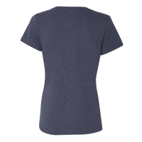 Hanes Women's Perfect-T Triblend V-Neck T-Shirt, Navy Triblend, Back view