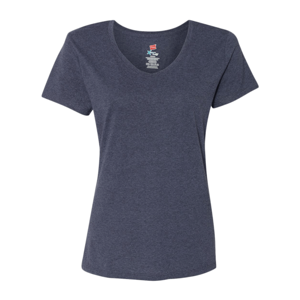 Hanes Women's Perfect-T Triblend V-Neck T-Shirt, Navy Triblend, Front view