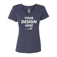 Hanes Women's Perfect-T Triblend V-Neck T-Shirt, Navy Triblend, Front view, Mockup