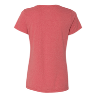 Hanes Women's Perfect-T Triblend V-Neck T-Shirt, Red Triblend, Back view
