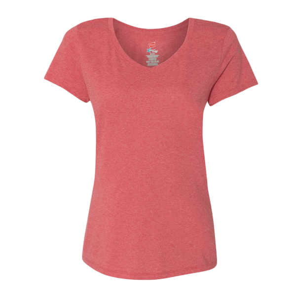 Hanes Women's Perfect-T Triblend V-Neck T-Shirt, Red Triblend, Front view