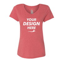 Hanes Women's Perfect-T Triblend V-Neck T-Shirt, Red Triblend, Front view, Mockup