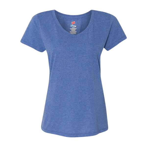 Hanes Women's Perfect-T Triblend V-Neck T-Shirt, Royal Triblend, Front view