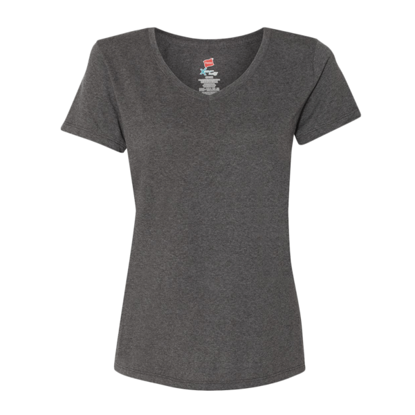 Hanes Women's Perfect-T Triblend V-Neck T-Shirt, Slate Triblend, Front view