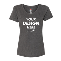 Hanes Women's Perfect-T Triblend V-Neck T-Shirt, Slate Triblend, Front view, Mockup