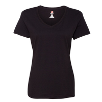Hanes Women's Perfect-T V-Neck T-Shirt, Black, Front view