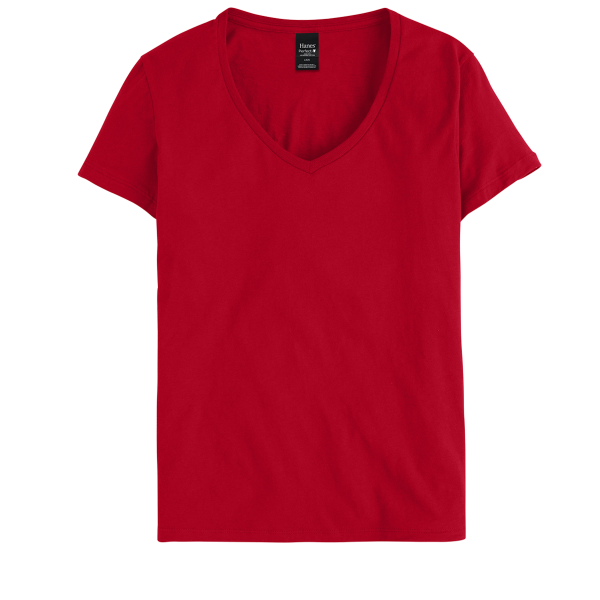 Hanes Women's Perfect-T V-Neck T-Shirt, Deep Red, Front view