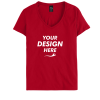 Hanes Women's Perfect-T V-Neck T-Shirt, Deep Red, Front view, Mockup